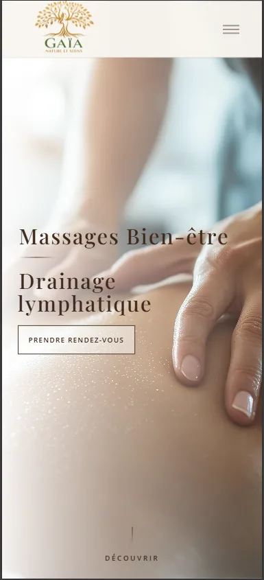 Site Gaïa, Nature et Soins - version mobile
