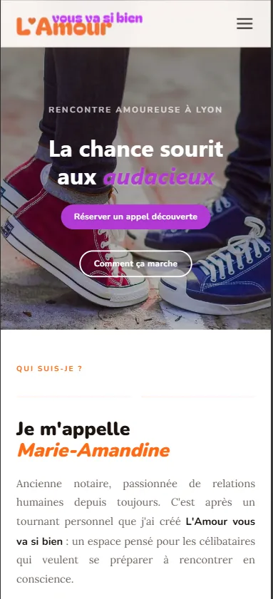 Site L'Amour vous va si bien - version mobile