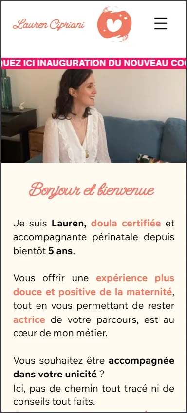 Site Lauren Cipriani - version mobile