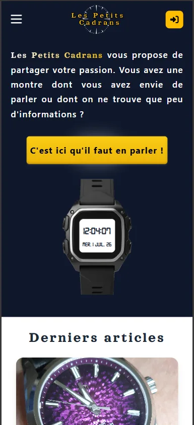 Site Les Petits Cadrans - version mobile