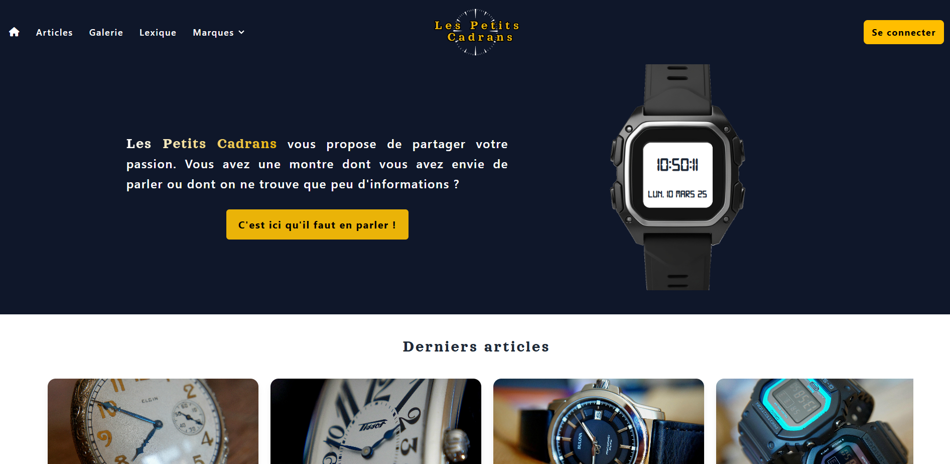 Site Les Petits Cadrans - version desktop